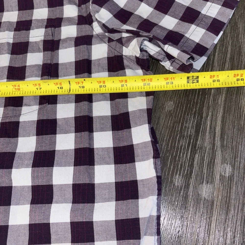 BANANA REPUBLIC MENS BUTTON UP SOFT WASH TAILORED SLIM FIT‎ SHIRT L PURPLE PLAID